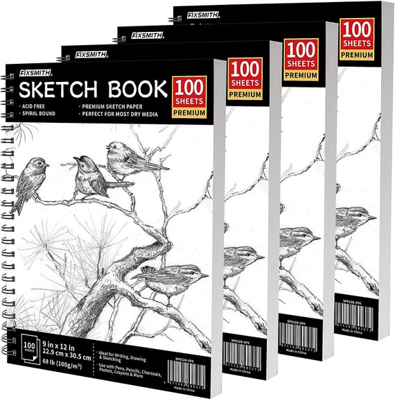 100 Sheets Premium Sketch Book - 9x12 Inches (68 lb/100 GSM