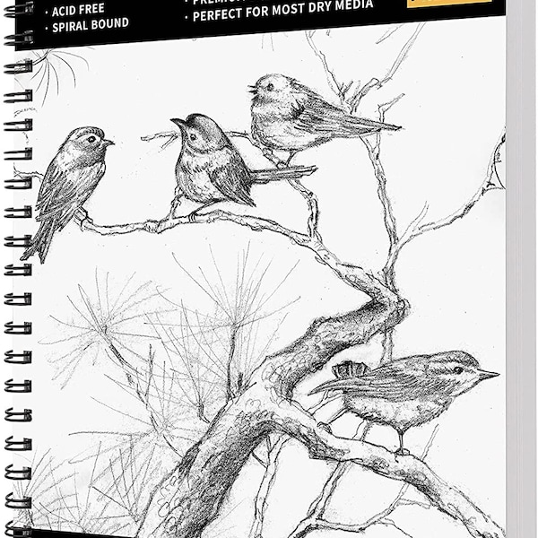 FIXSMITH 9"X12" Sketch Book, 100 Sheets Durable Acid Free Drawing Paper, Spiral Bound Artist Sketch Pad, Bright White