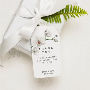 Etiqueta de favor de boda, etiqueta de regalo personalizada imprimible editable, plantilla de etiqueta de agradecimiento de ducha de flores, etiqueta de regalo personalizada descarga instantánea