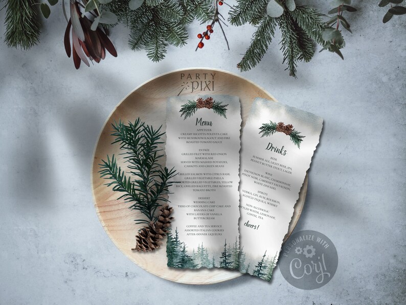 Pine Tree Menu Template Outdoorsy Food and Drink Menu Etsy