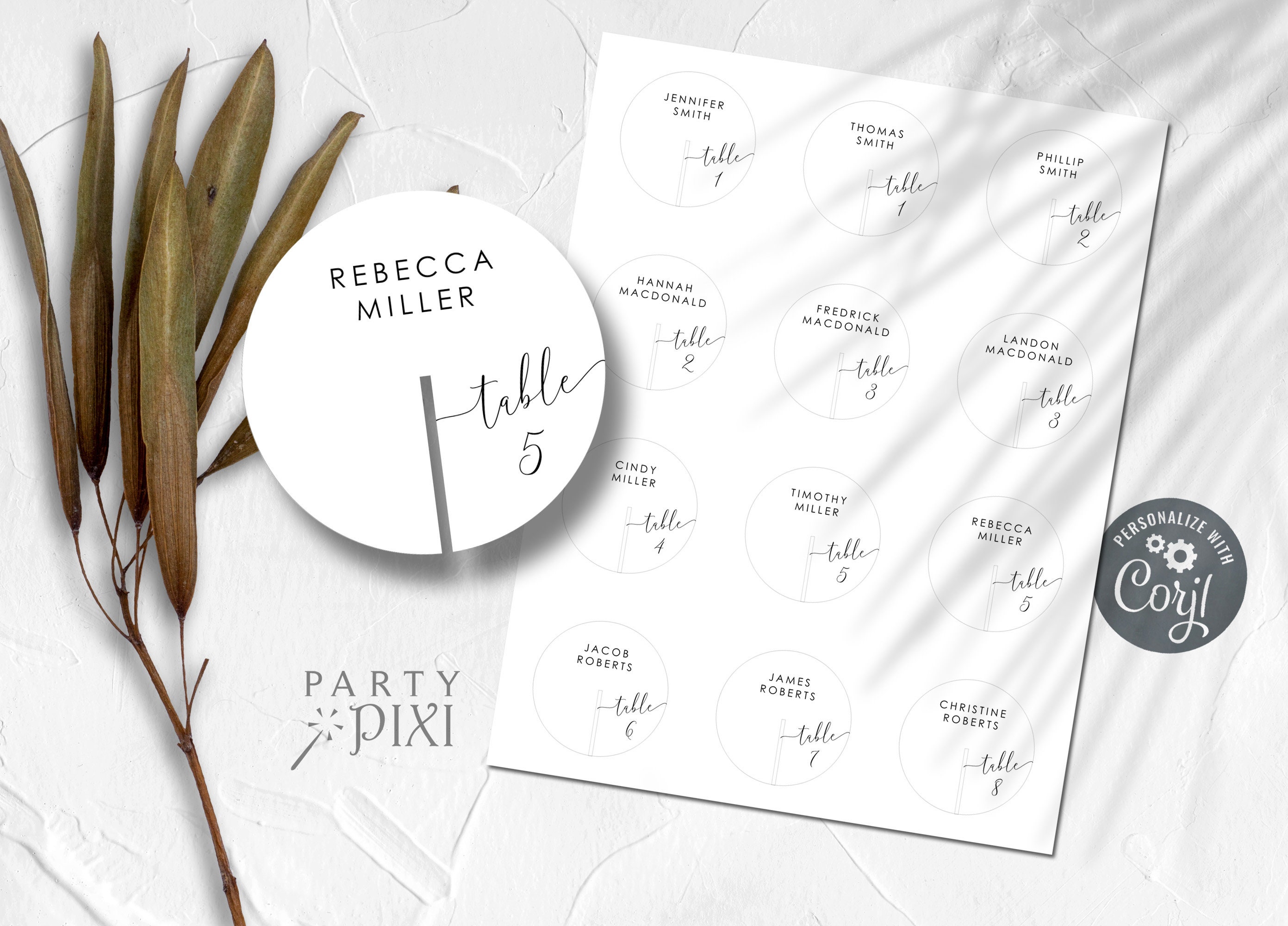 Modern Wedding Escort Card Template Champagne Place Cards - Etsy