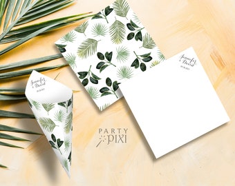 Tropical Wedding Send Off Confetti Cone Template, Printable DIY Destination Wedding Petal Toss Cone - The Jennifer