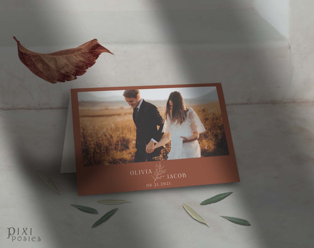 Terracotta Wedding Thank You Card With Photo Editable - Etsy