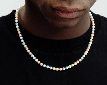 Colorful Pearl Necklace | Freshwater Pearl Necklace  | Beaded Rainbow Pearl Necklace (5mm)