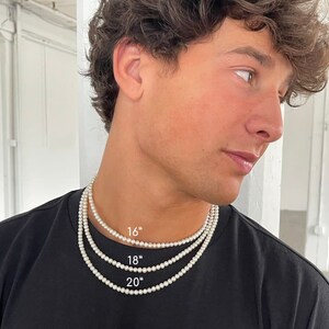White pearl necklace mens clearance