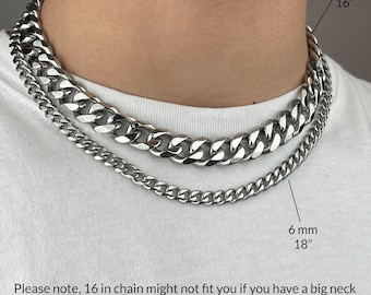 Premium Cuban Link Necklace for Men, Stylish Stainless Steel Chain Necklace,Gift for Men, Silver Cuban Link Chain for men,Gift for Boyfriend