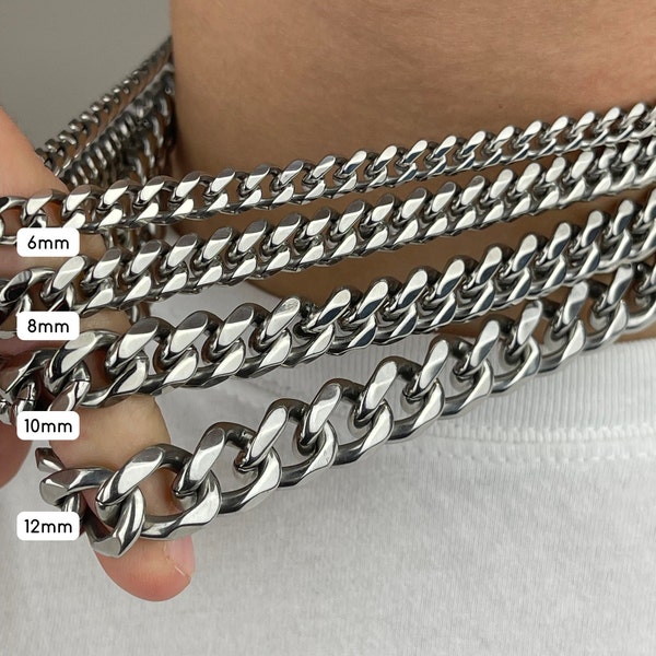 Cuban Link Chain Necklace, Cuban Link Necklace for Men, High Polished Stainless Steel Miami Chain Necklace for Men, Gift for Men