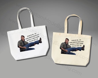 TOTE BAG - SPN, Supernatural, Eye of the Tiger - Reusable, Washable, Polyester, Shopping, Gift, Teacher, Library, Eco Friendly, Recycle