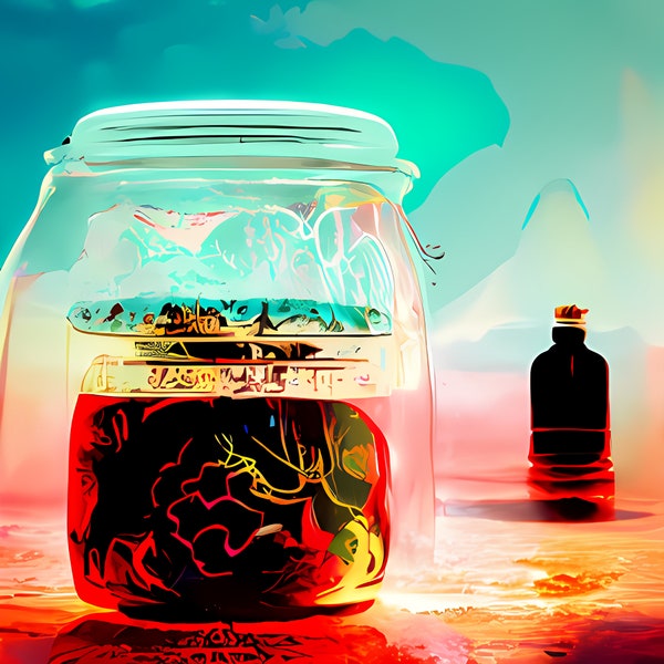 Headcase - Brain in a Jar - Science Fiction Poster Print on High Quality Matte Paper