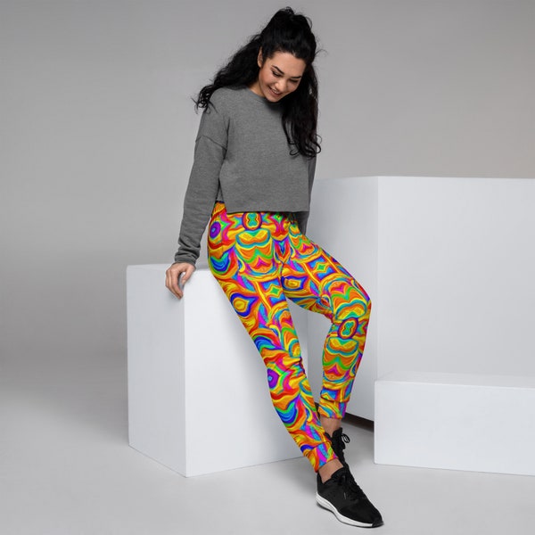 V I B R A N T -  Women's Joggers - Colorful Funky Groovy Psychedelic Patterned