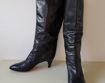 black leather boots ebay