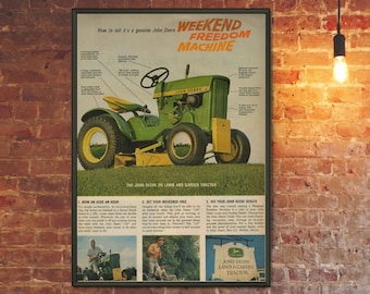 John Deere Tractor Poster Ad Advertising Print Art Mid Century 1960s Wall Art Decor