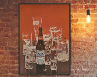 Budweiser Beer Poster Sign Print Wall Art Alcohol Mid Century 1960s Ad Advertising Bar Gift Decor