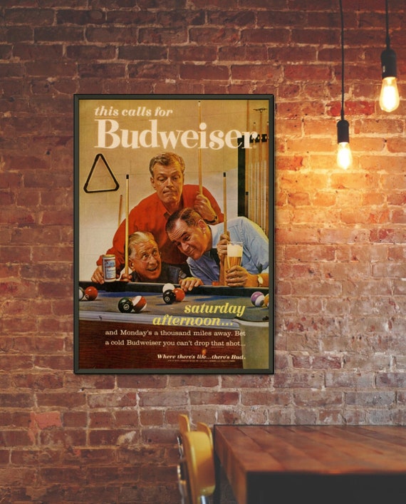 Budweiser Beer Poster Sign Print Wall Art Vintage Alcohol Mid