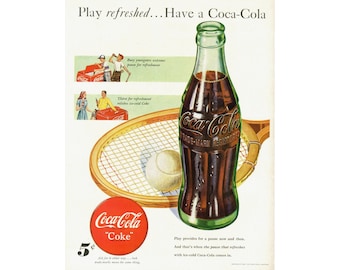 Vintage Soda Coke poster keukendecor advertentie print jaren 50 muurkunst uit het midden van de eeuw