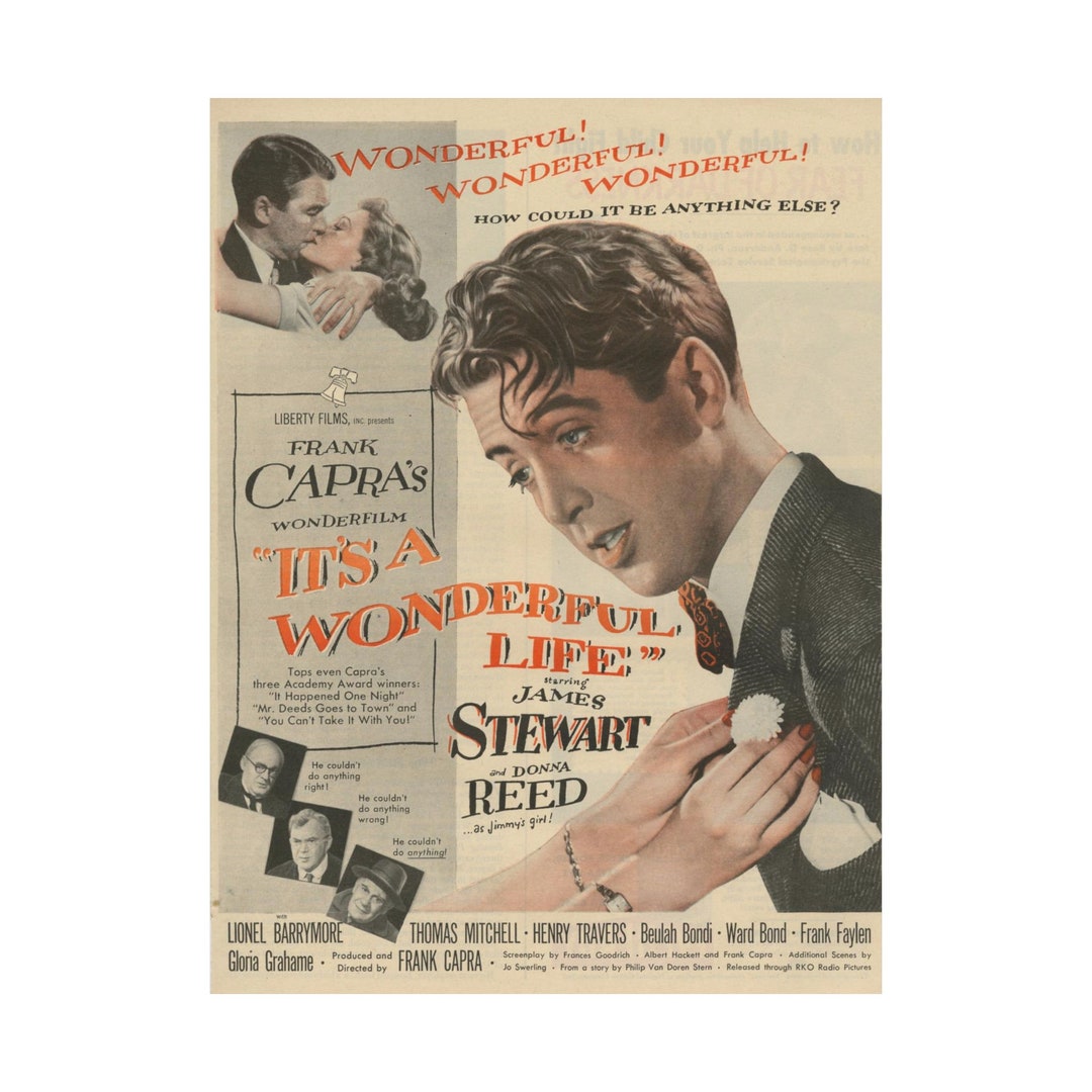 Its A Wonderful Life Movie Poster Vintage Advertisement Print Christmas ...