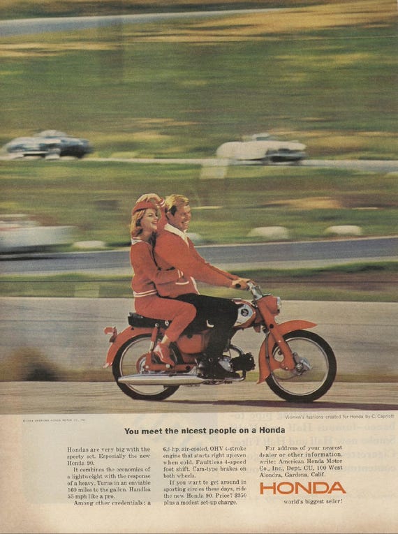 Honda Motorcycle Poster Vintage Wall Art Decor Print Automotive