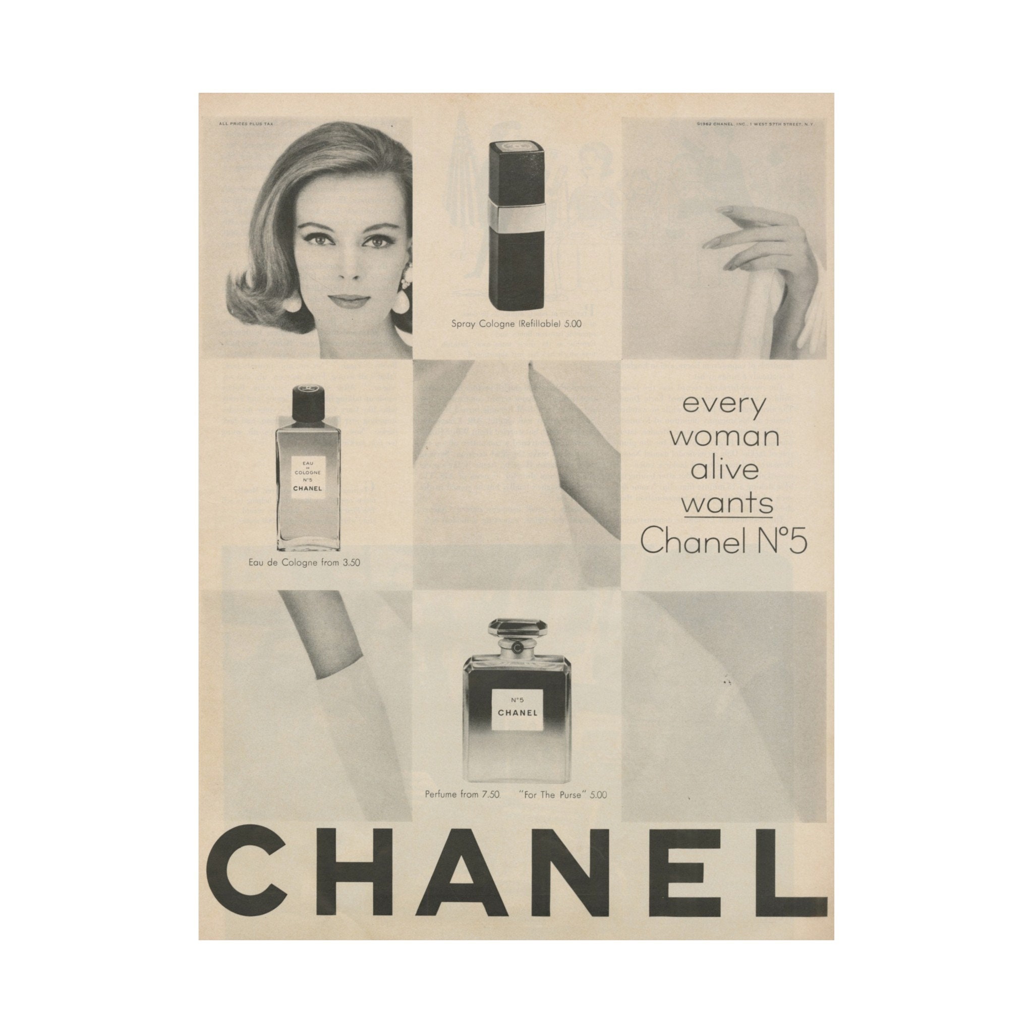 CHANEL 1961 Vintage Advertisement 1960s Beauty Print Ad