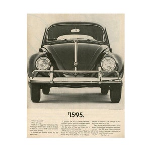 Volkswagen VW Beetle Poster Bug Wall Art Decor Print Automobile Mid Century 1960s Ad Advertising