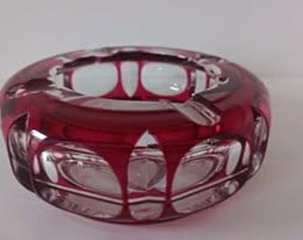 Cinzeiro vintage de cristal Val St Lambert assinado / apresenta pequenas lascas /.