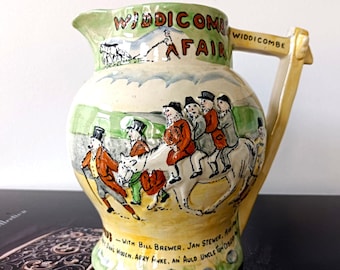 Jarro de cerâmica vintage da Feira de Widdicombe – Cena de música folclórica de Devon (estilo Torquay).