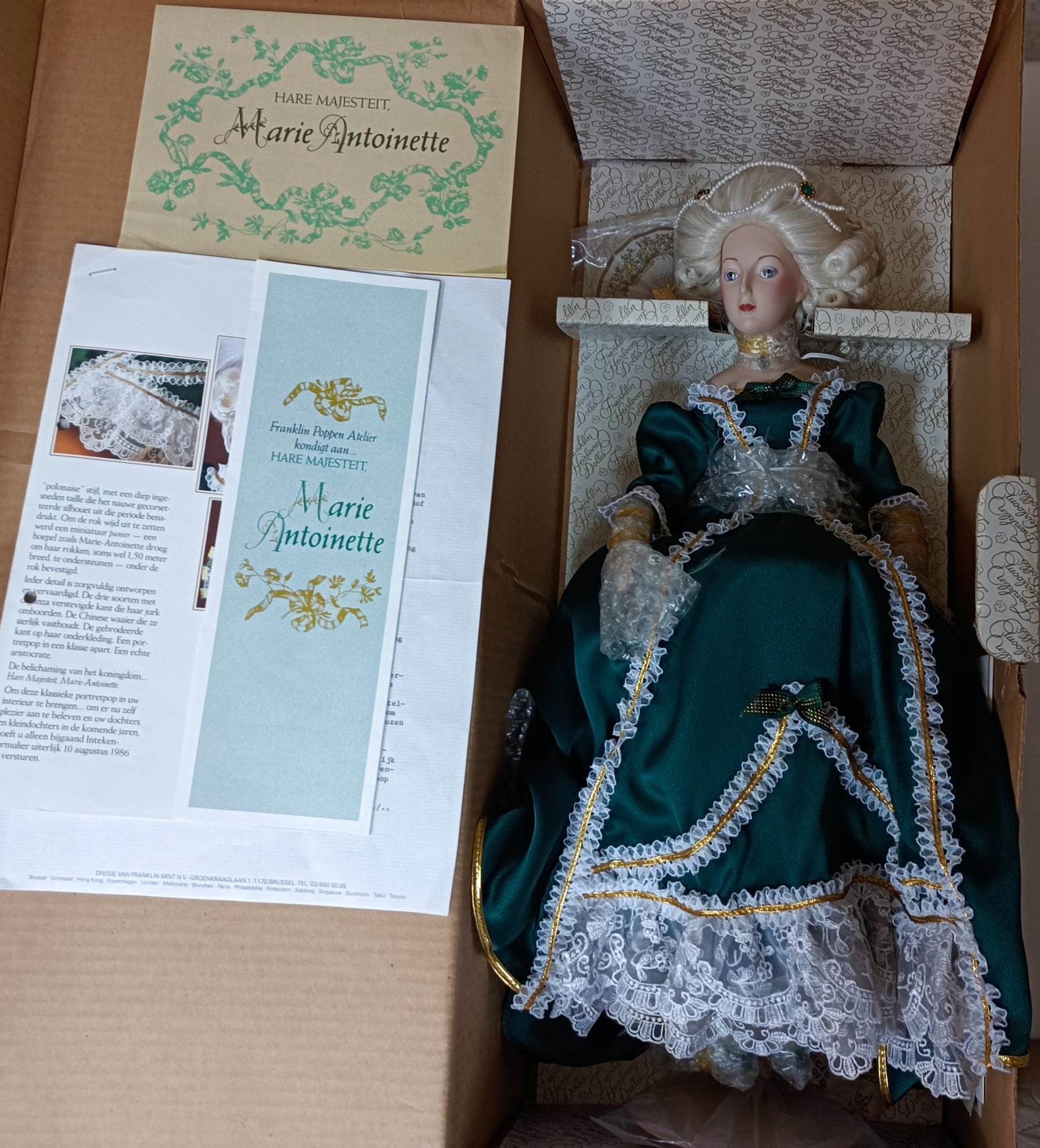 Maria Antoinette New Porcelain Bisque Doll Franklin Mint Heirloom - Main Image