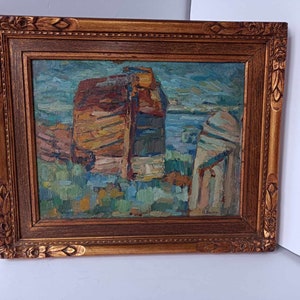 Belgian artist  René Bosiers (1875-1927) Original art. Framed oil on plywood  painting.