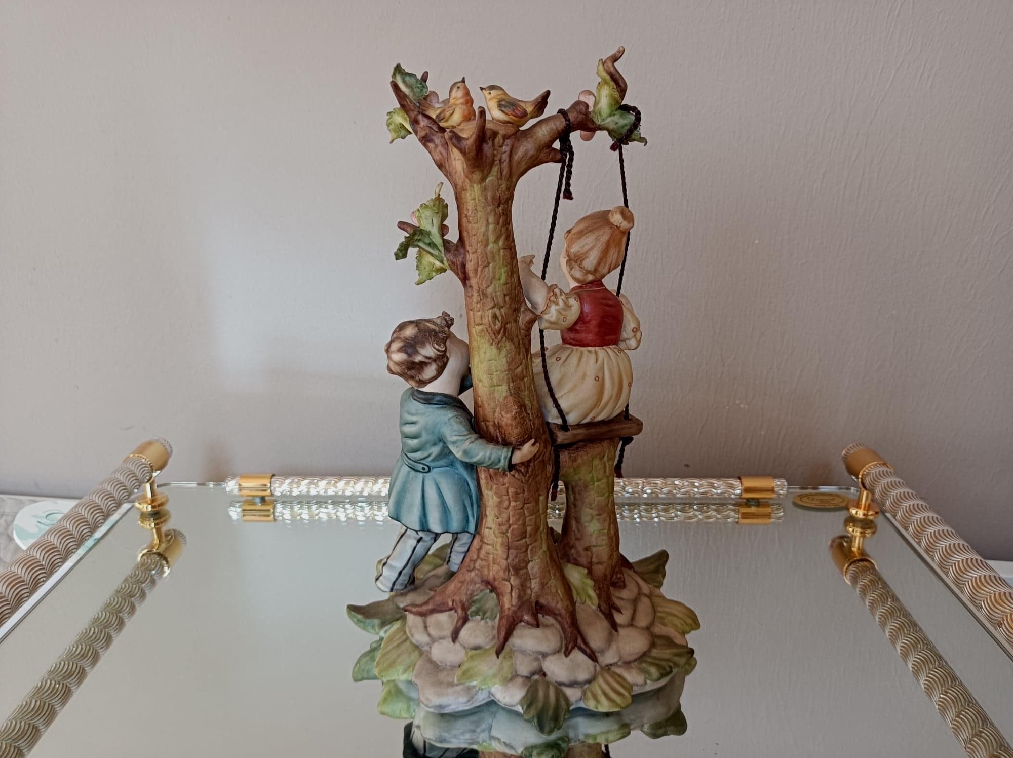 Vintage Capodimonte Porcelain Figurine ''children on Swing' by