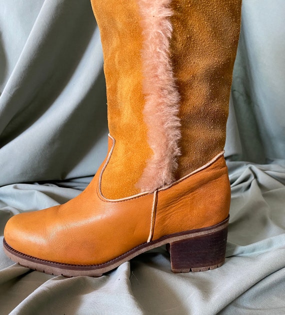 Vintage Leather and Faux Fur Boots - image 4