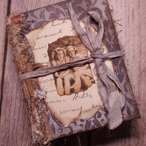 Handmade Small Grungy Junk Journal, Tattered Pages, Petite Chunky Journal