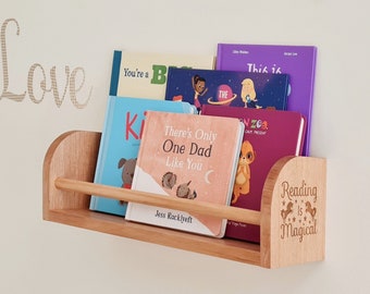Kids Bookshelf - Oak Book Shelf - Round Front - Nursery Shelves - Floating Book Shelf - Magical Bookshelf