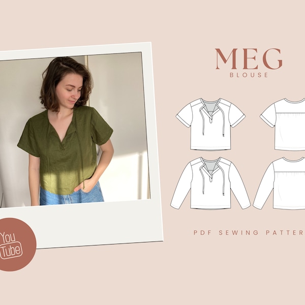 Meg Blouse PDF sewing pattern -  Instant Download - The Handmade kind