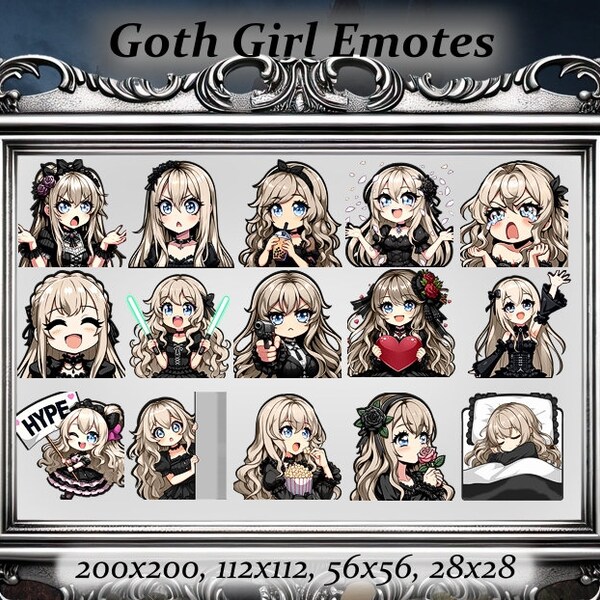 Goth Girl Twitch Emote 15 Emotes Set (4) - Anime Emote, Anime Emote, alternatives Emote, Punkästhetik, Twitch Emote, Emote Starter Pack