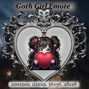 Goth girl twitch emote - Anime Emote, heart Emote, alt girl,Twitch Emote, Discord Emote, hair buns emote, goth aesthetic,punk aesthetic