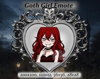 Twitch Emote ""Rote Haare Goth Girl"" - Konfetti Alt Girl (Digitaler Download)"