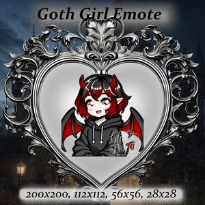 Goth girl twitch emote - Anime Emote,red hair goth, brown eyes alt girl, Twitch Emote, Discord Emote, demon devil emote, goth aesthetic