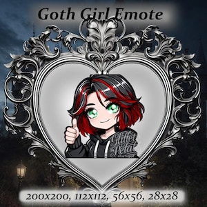 Goth girl twitch emote - Anime Emote,red hair goth, green eyes alt girl, Twitch Emote, Discord Emote, thumbs down emote,goth aesthetic