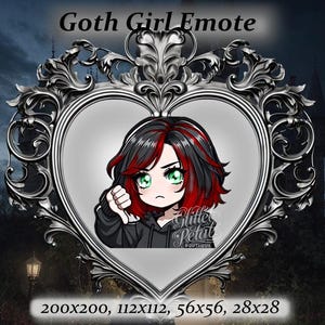 Goth girl twitch emote - Anime Emote,red hair goth, green eyes alt girl, Twitch Emote, Discord Emote, thumbs up emote,goth aesthetic