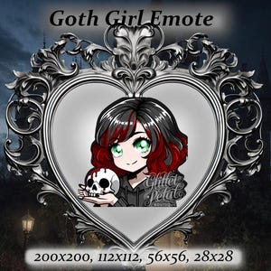 Goth girl twitch emote - Anime Emote,red hair goth, green eyes alt girl, Twitch Emote, Discord Emote, Halloween emote,goth aesthetic