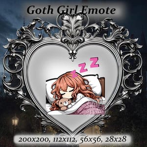 Goth girl twitch emote - Anime Emote, red hair Emote, alt girl,Twitch Emote, Discord Emote, redhead emote, goth aesthetic, sleeping emote