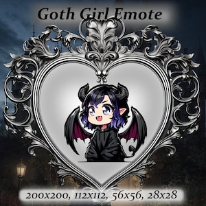 Goth girl twitch emote - Anime Emote, purple hair goth, Twitch Emote, Discord Emote, devil emote, goth emote, goth aesthetic,punk aesthetic