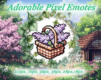 Lilac Flowers Basket Emote – Cozy Floral Twitch/Discord Badge, lilac flower emote, flower badge, channel point, cottagecore badge