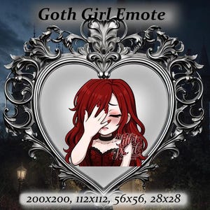 Goth girl twitch emote - red hair, pink eyes, facepalm Emote, alt girl,Twitch Emote, Discord Emote, goth aesthetic,punk aesthetic