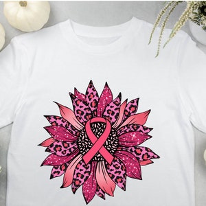 Custom Pink Ribbon Sun Flower Tee shirt