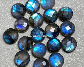 Blue Flash Labradorite Briolette – Round Checker Cut Gemstone (5-30mm)
