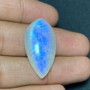 Wow ~ Amazing Blue Fire White Rainbow Moonstone Cabochon Size - 16.50x31.50x7 MM Smooth Polish Loose Gemstone Fancy Shape For Making Jewelry
