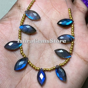 Irisierende Labradorit Marquise Perlen - Blue Flash, 7x14 bis 10 x 30 MM