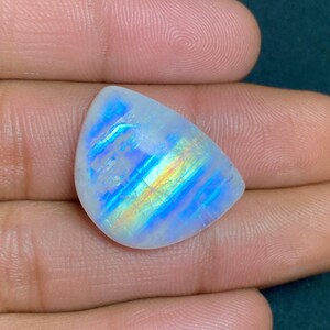 Very Pretty Multi Blue Fire Rainbow Moonstone Cabochon Both Side Polish Loose Gemstone. 20x25x8 MM Fancy Shape For Making Wire Wrap Jewelry