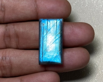 Very Rare Blue Flashy Labradorite Cabochon Size - 15.50x29.50x7 MM. Both Side Polish Rectangle Shape Loose Gemstone For Making All Jewelry.