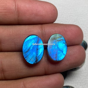 Cabochon en labradorite de forme ovale de merveilleuse qualité, taille de pierre précieuse en vrac 6 x 8 mm. 20x30 MM. Belle labradorite de feu bleue pour bijoux. image 8